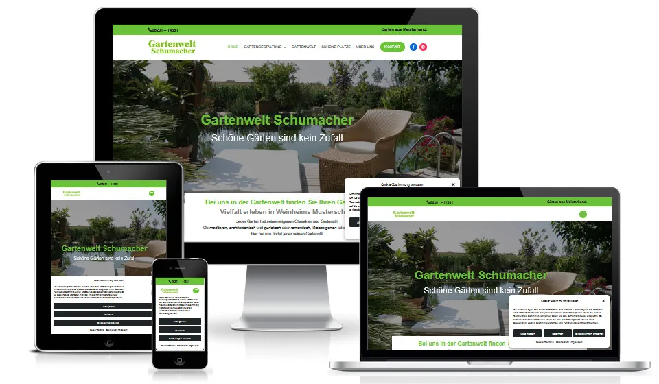 Website von Gartenwelt Schumacher auf mehreren Geräten