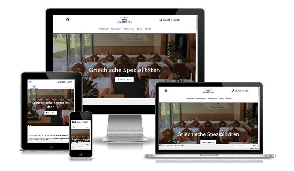 Website von Restaurant Akropolis auf mehreren Geräten