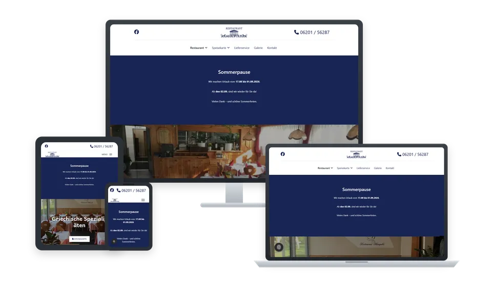 Website von Restaurant Akropolis auf mehreren Geräten
