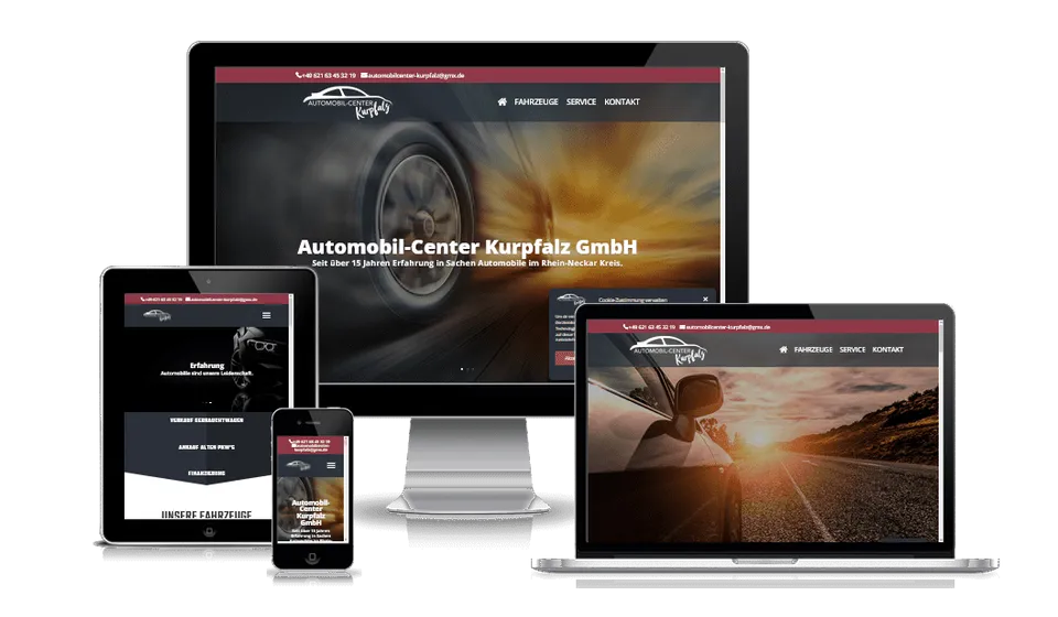 Website von Automobil-Center Kurpfalz auf mehreren Geräten