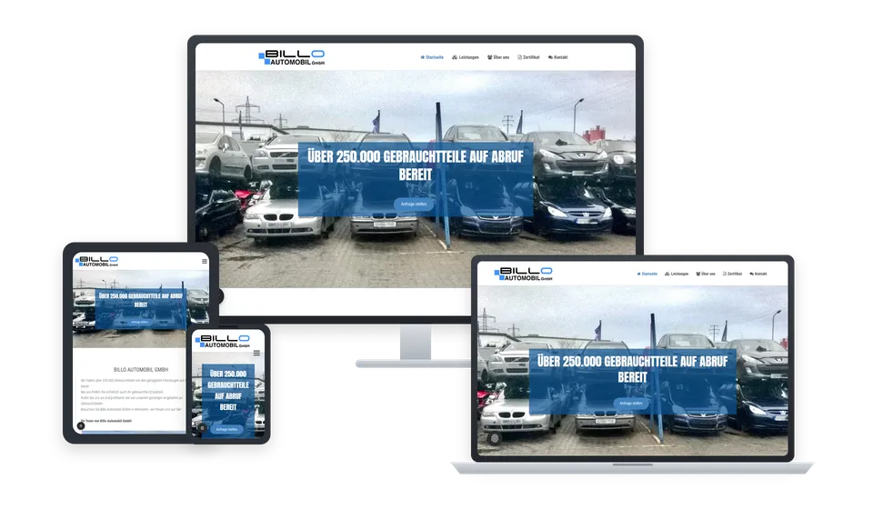 Website von Billo Automobil auf mehreren Geräten
