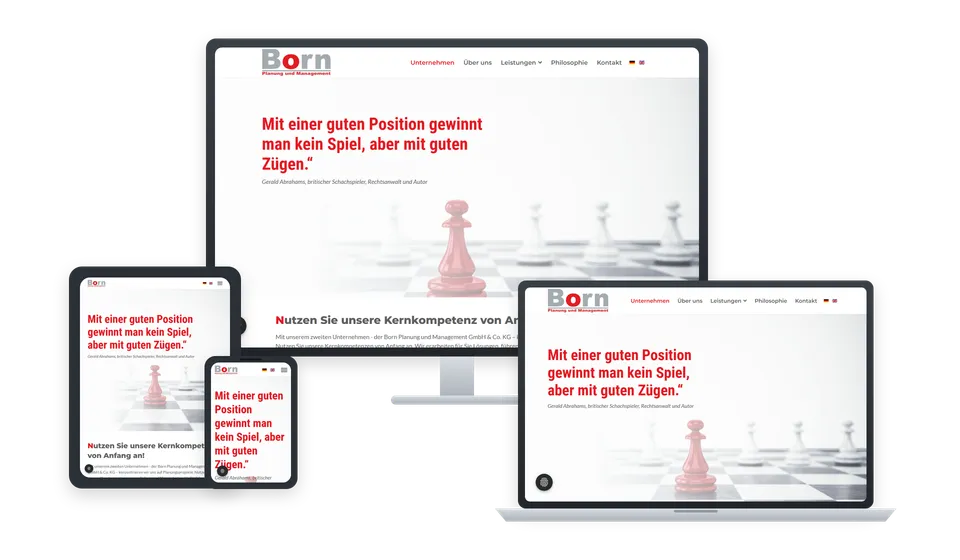 Website von Born Planung und Management auf mehreren Geräten