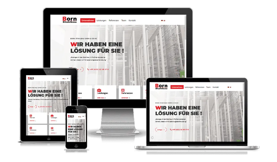 Website von Born Stahlbau auf mehreren Geräten