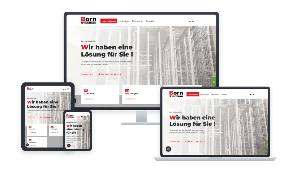 Website von Born Stahlbau auf mehreren Geräten