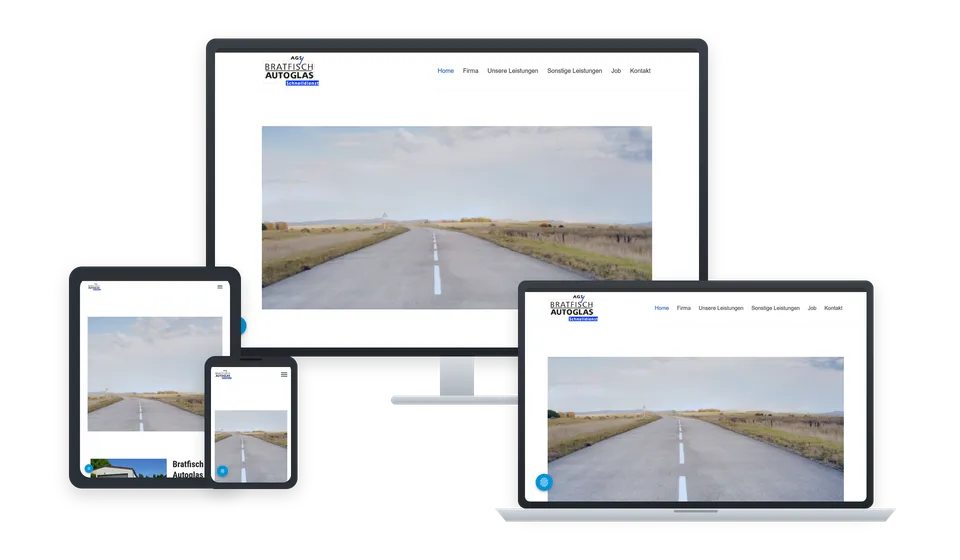 Website von Bratfisch Autoglas auf mehreren Geräten