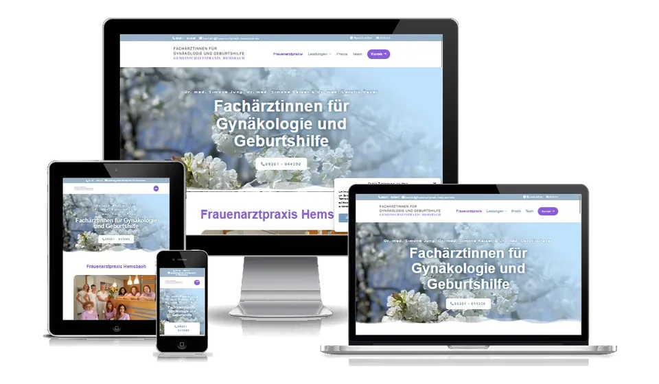 Website von Frauenarztpraxis Hemsbach auf mehreren Geräten