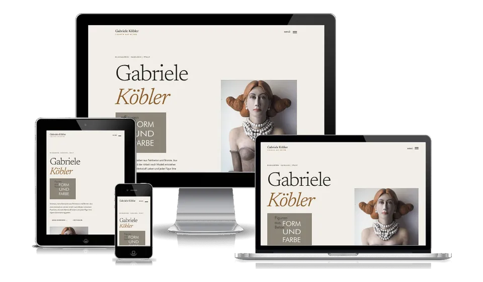 Website von Gabriele Köbler auf Monitor, Tablet und Smartphone