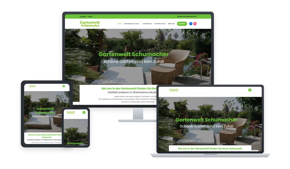 Website von Gartenwelt Schumacher auf mehreren Geräten