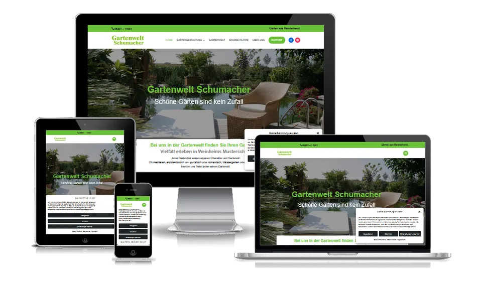 Website von Gartenwelt Schumacher auf mehreren Geräten