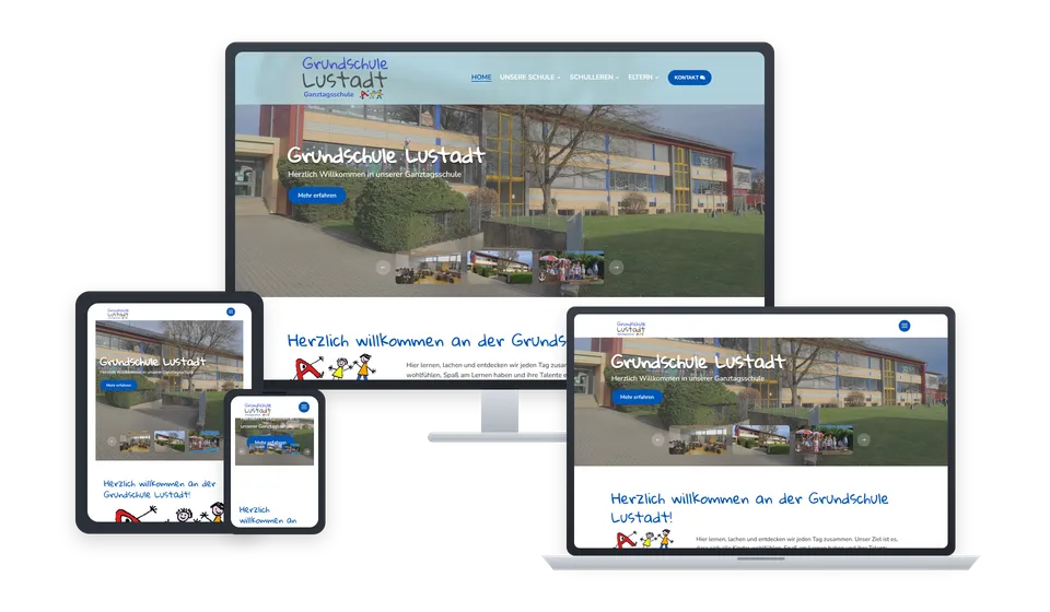 Website von Grundschule Lustadt auf mehreren Geräten
