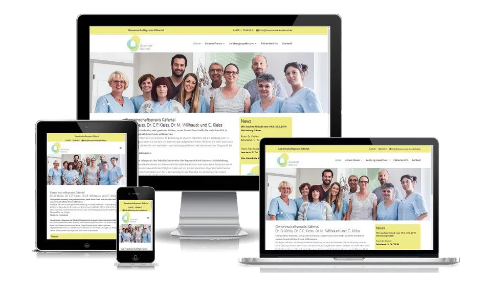 Website von Hausärzte Käfertal auf mehreren Geräten