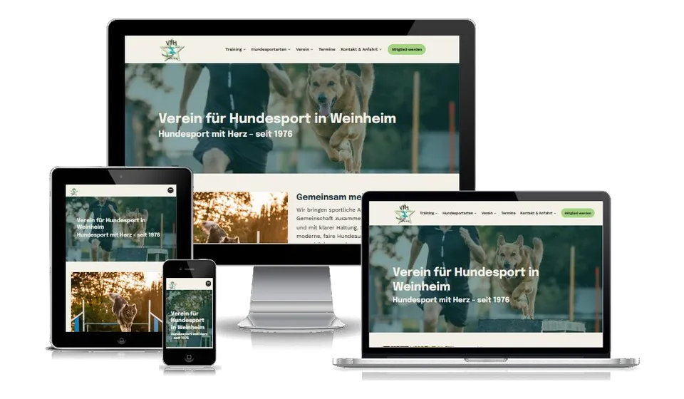 Website von Verein für Hundesport Weinheim auf mehreren Geräten