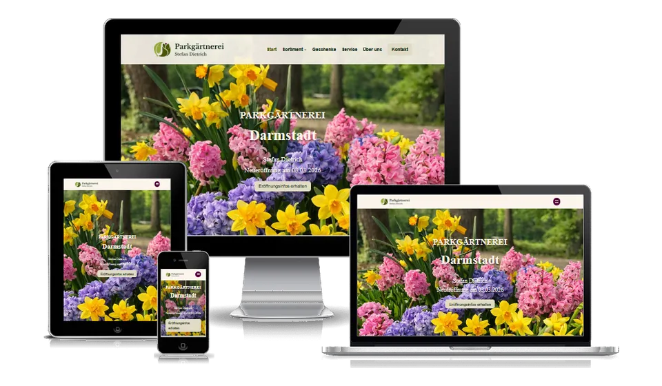 Website von Parkgärtnerei Stefan Dietrich auf mehreren Geräten