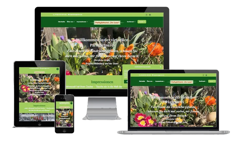 Website von Parkgärtnerei im Loss auf mehreren Geräten