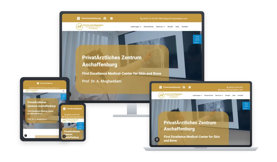 Website von Privatärztliches Zentrum Prof. Dr. Moghaddam-Alvandi auf mehreren Geräten