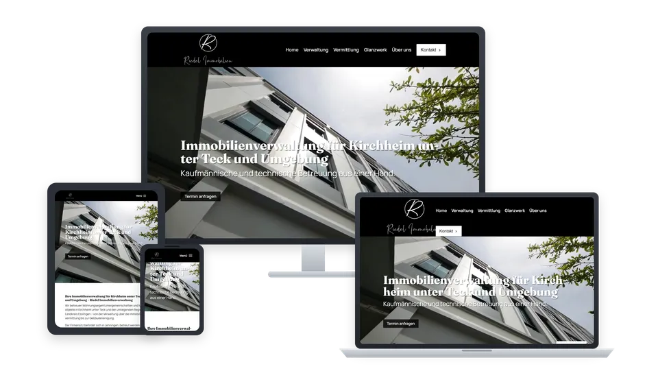 Website von Riedel Immobilien auf mehreren Geräten