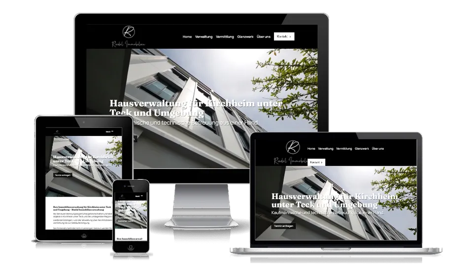 Website von Riedel Immobilien auf mehreren Geräten