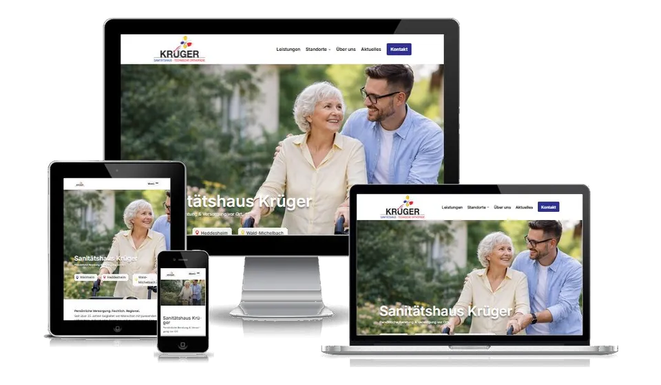 Website von Sanitätshaus Krüger auf mehreren Geräten