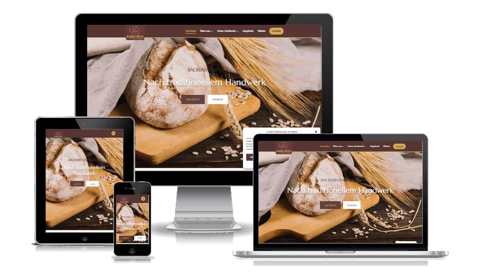 Website von Bäckerei Edgar Seitz auf mehreren Geräten