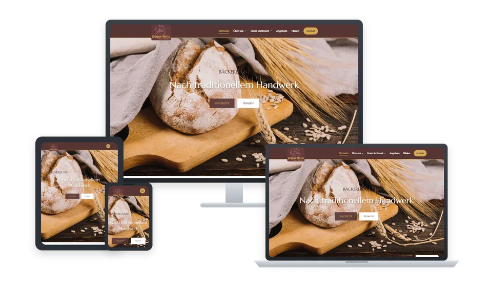 Website von Bäckerei Edgar Seitz auf mehreren Geräten