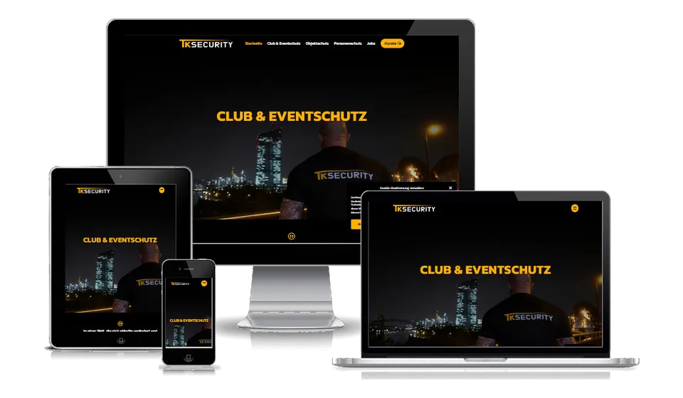 Website von TK-Security auf mehreren Geräten