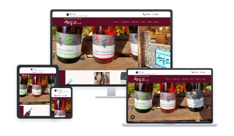 Website von Weinhaus Hans-Peter Schwaab auf mehreren Geräten
