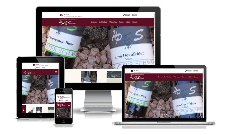 Website von Weinhaus Hans-Peter Schwaab auf mehreren Geräten