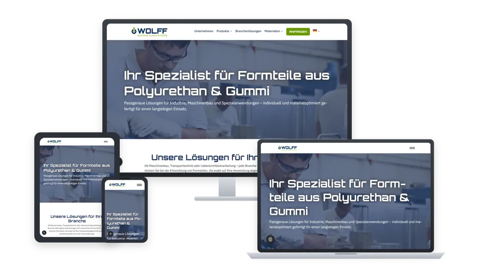 Website von Wolff Kunststoffe auf mehreren Geräten