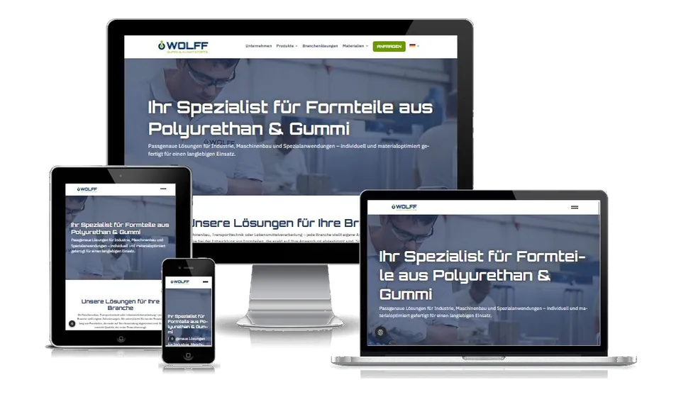 Website von Wolff Kunststoffe auf mehreren Geräten
